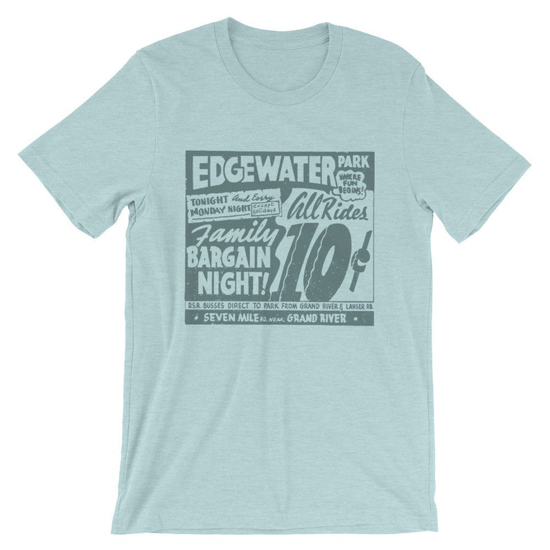 T-shirt unisexe à manches courtes Edgewater Park Detroit Bygone Brand Retro Tees Heather Prism Ice Bl