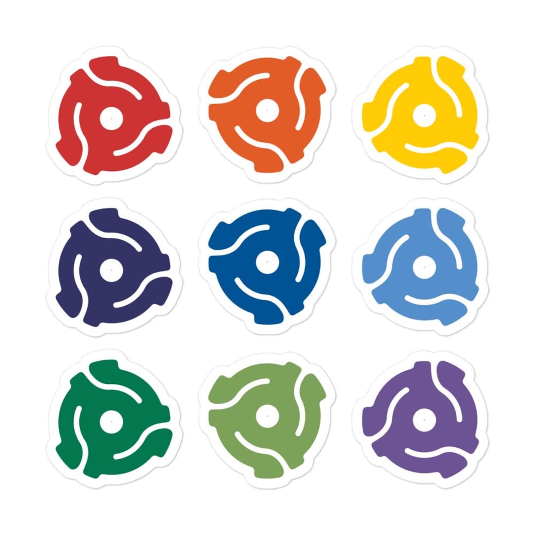 45 RPM Record Adapter Retro Sticker Sheet - Etsy