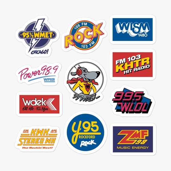 Radio Stations Retro Sticker Sheet