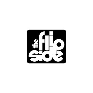 May include: A black square logo with rounded corners features the white text "the flip side." The words are stacked and stylized, with the word "the" above "flip" and "side." The background is white.