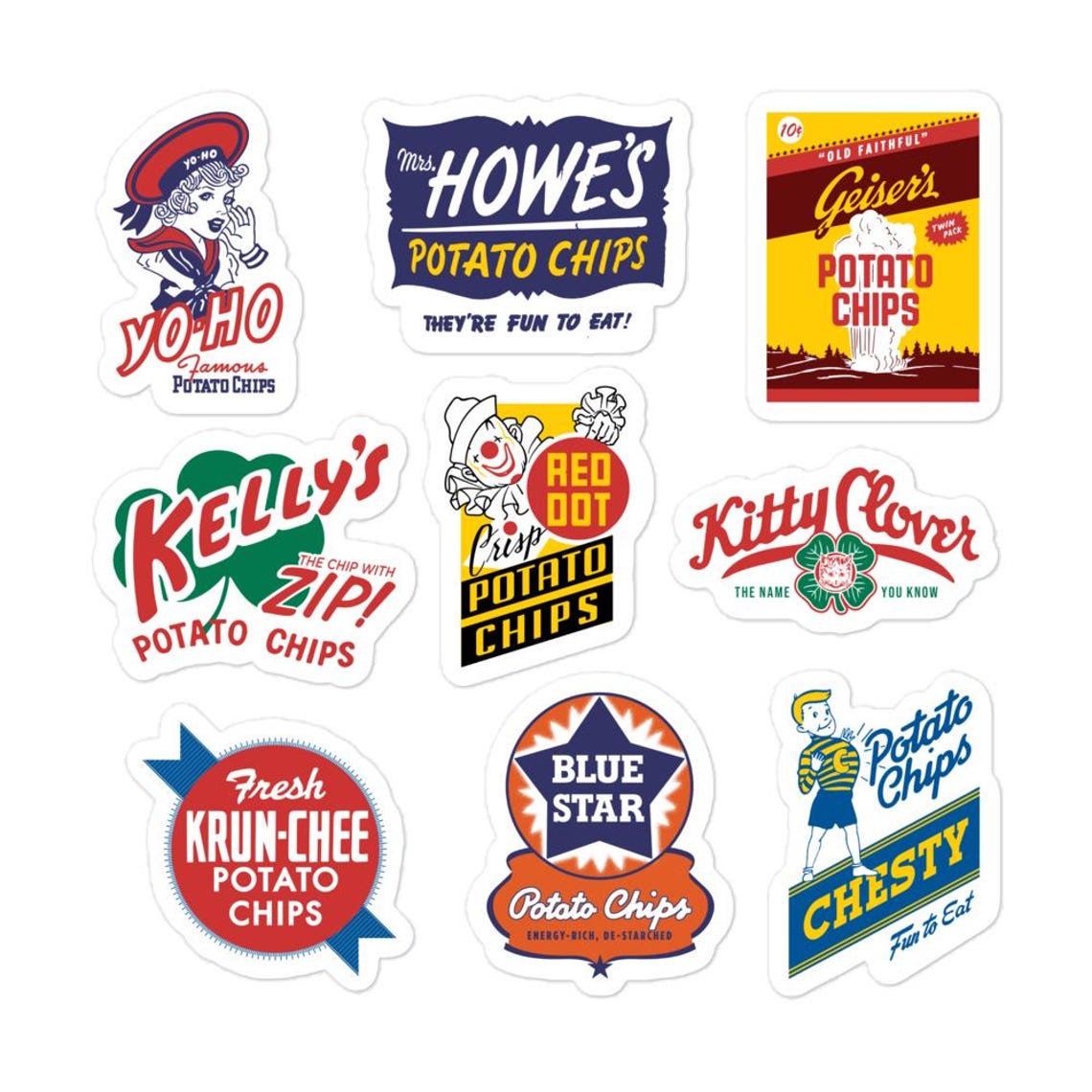 Potato Chips Retro Sticker Sheet - Etsy