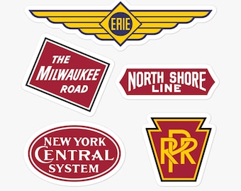 Railroad & Train Stations Retro Sticker Sheet