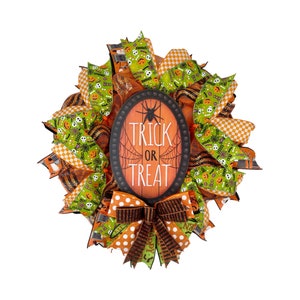Halloween Wreath,Halloween Decor,Trick or Treat Wreath,Halloween front Door Wreath,Halloween Pancake Wreath,Halloween Mesh Wreath,Fall Decor