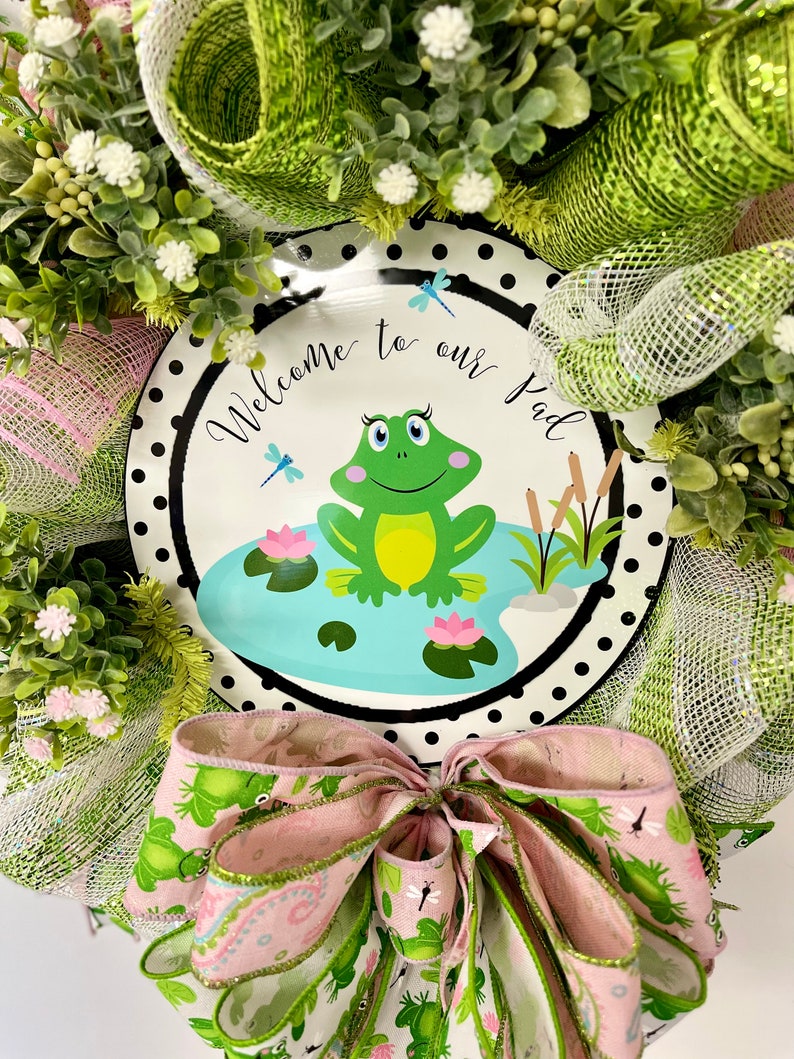 Frog Wreathfrog Deco Mesh Wreathfrog Wreath With Etsy