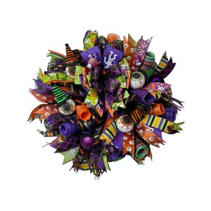 Halloween Wreath,Halloween Eyeball Deco Mesh Wreath,Halloween Decor,Halloween Black and Purple Wreath,Whimsical Front Door Halloween Wreath
