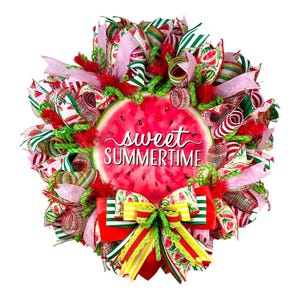 Watermelon Mesh Wreath for Front Door,Summer Wreath,Watermelon Decor,Farmhouse Summer Wreath,