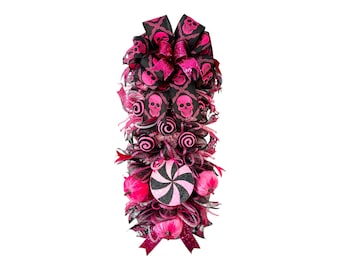 Swag Wreath,Fall Swag,Long Wreath,Halloween Swag,Pink Halloween Decor,Pink And Black Halloween Wreath,Halloween Decor,Gothic Wreath Decor,