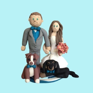 Custom Wedding Cake Topper with two dogs
