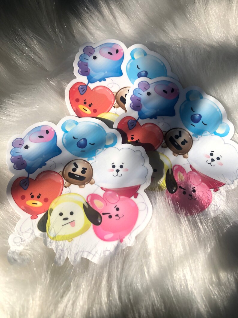bts sticker bt21 cute character balloons sticker etsy