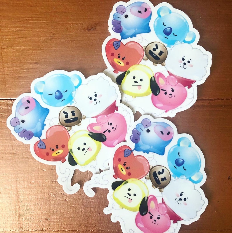 BTS Sticker BT21 Cute Character Balloons Sticker | Etsy