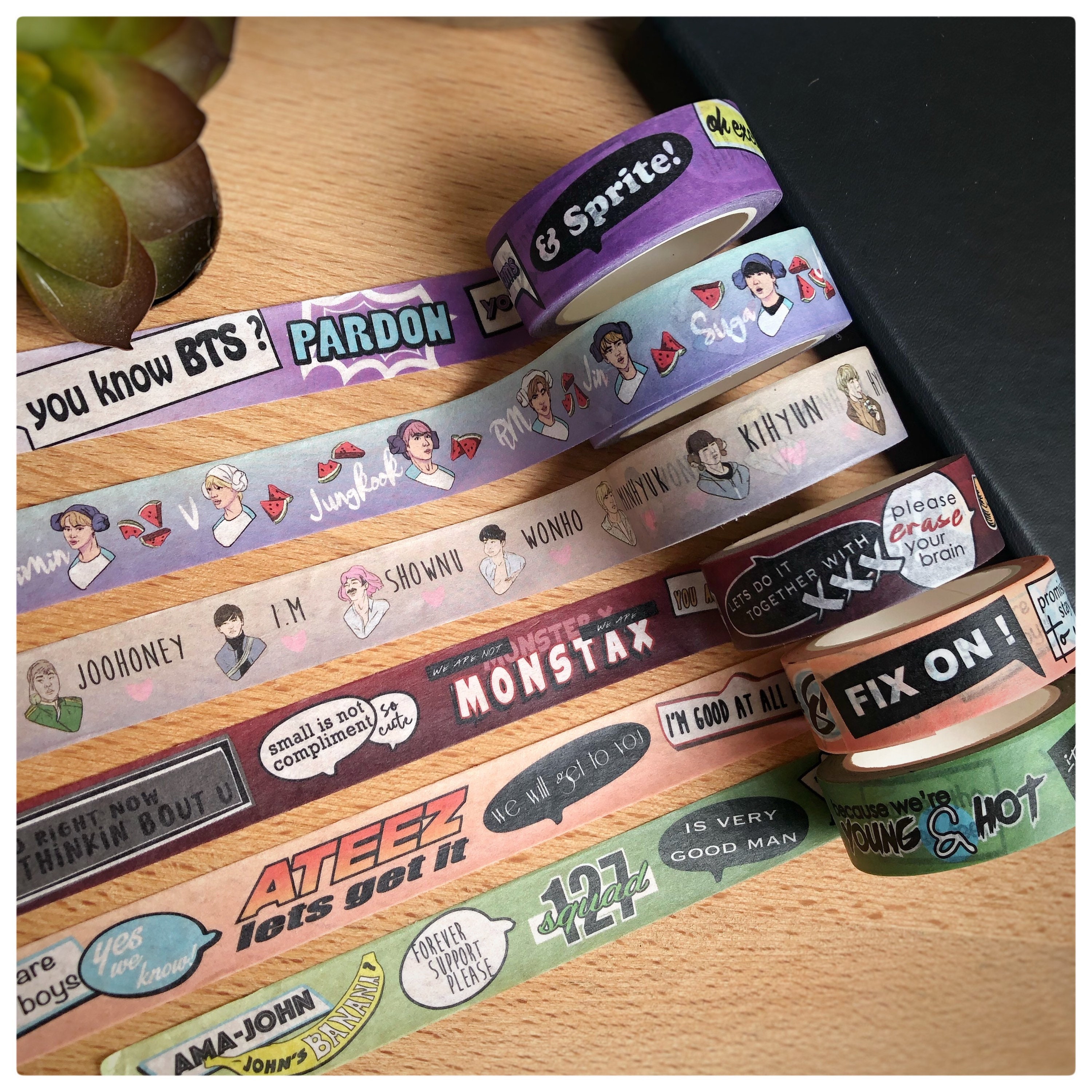 KPOP Quotes Washi Tape - BTS, Monsta X, Ateez, NCT127 Washi Tape sets