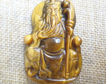 Approx Heavyweight Hand-Carved Guan Yu Shaped Natural Pyrite Pendant with 1mm Drilled Hole - Individual Measuring 36mm x 57mm Random