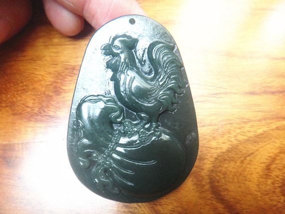 Breloque Zodiaque Coq/poulet – Pierre De Jade Naturelle Sculptée Main – Neuf, Chine