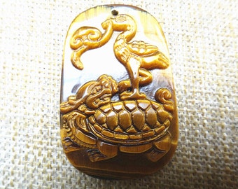 Amulett Messing CHINESISCHER KRANICH Talisman 