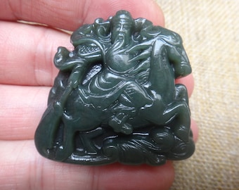 natural green jade amulet pendants "Guan Yu"