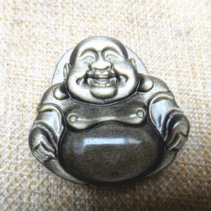 Natural gold obsidian pendant  Buddha amulet