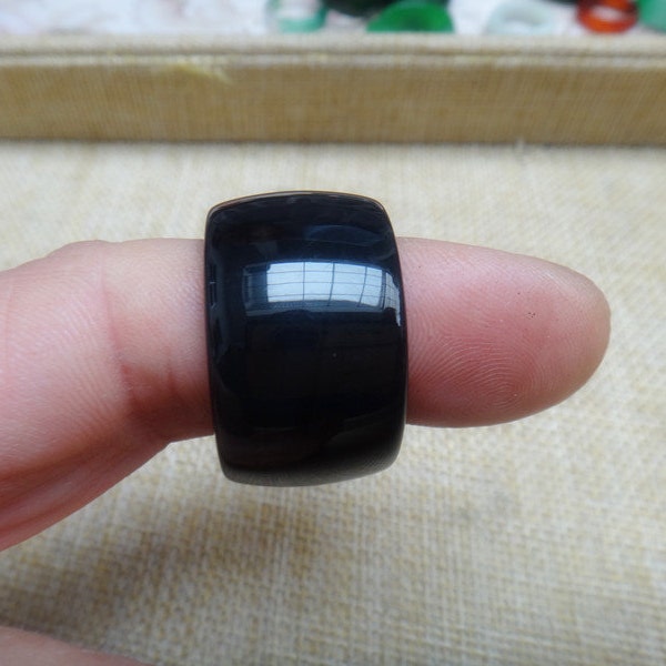 Natural obsidian ring couple ring (U.S. ring size: 9-10-13)