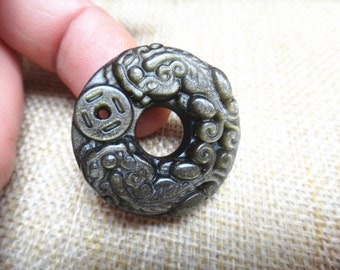 natural gold Obsidian brave troops peace buckle good luck amulet pi yao pendants