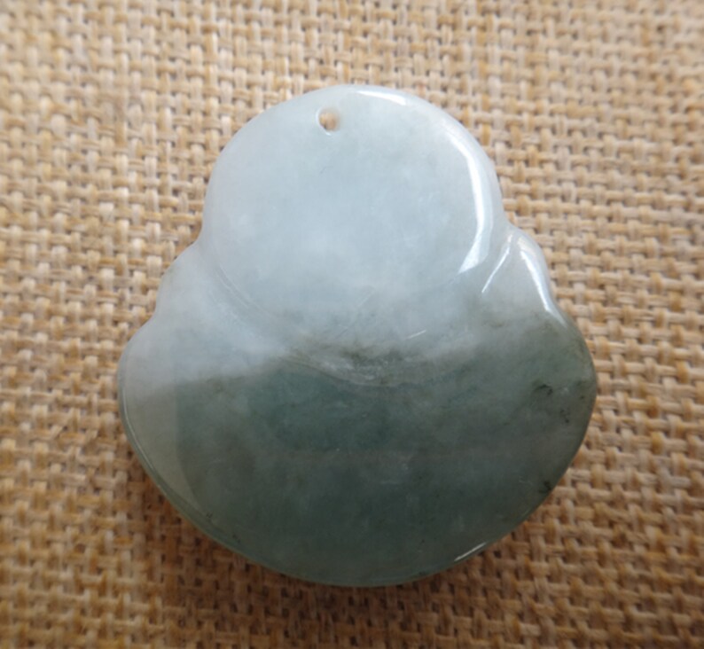 Natural green jade Buddha pendant Lucky Charm Laughing Buddha Maitreya Buddha pendant DSC05512