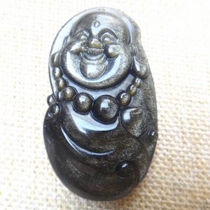 天然金黒曜石「弥勒仏」守護聖人 DSC06583