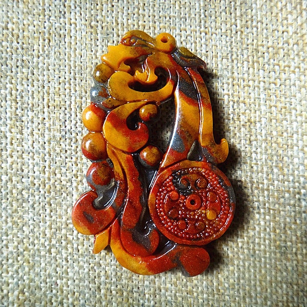 natural yellow jade dragon / phoenix pendant - To avoid the evil talisman