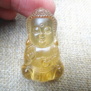 Yellow Crystal pendant Baby Buddha amulet
