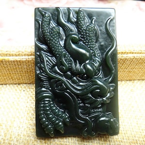 natural green jade dragon charm pendant