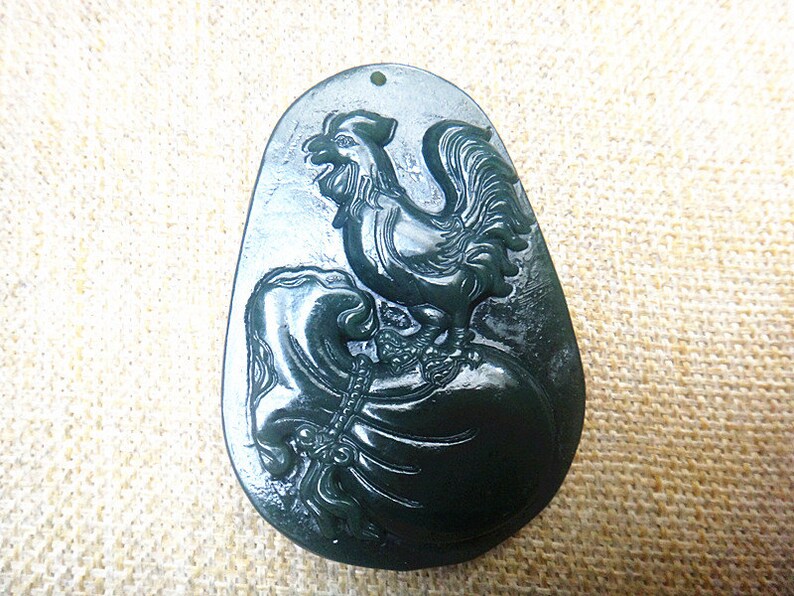 Natural green jade pendant amulet Chinese zodiac Chicken Pendant