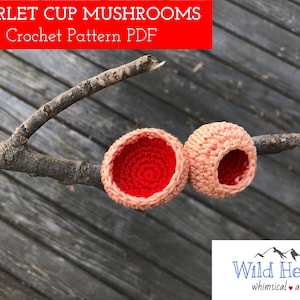 Scarlet Cup Mushrooms Crochet Pattern PDF