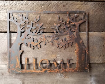 Home is where the heart is sign - Tree of Life - Home Sign- Custom Metal sign