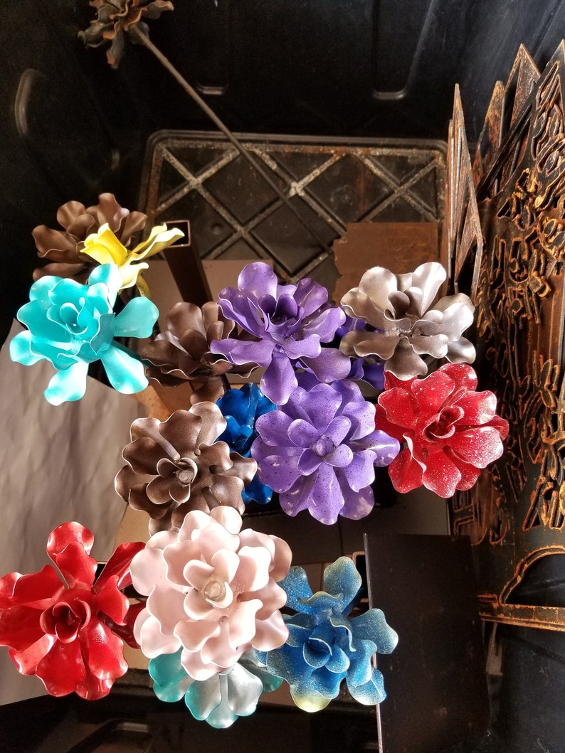 Metal flowers Custom Hand Made flowers perfect for Valentines Day, Mothers Day, 4 year Anniversary or Weddings Steampunk decor image 9