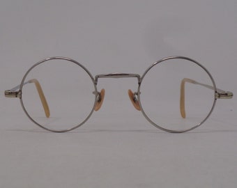 fabulous vintage glasses eyeglasses 1920 round carved frame France rare