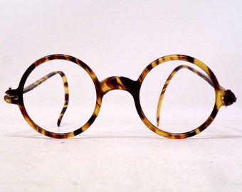 fabulous vintage lunettes eyeglasses 1930 round carved frame france rare