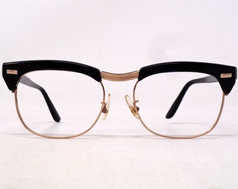 fabulous vintage glasses eyeglasses 1950 gold lined carved frame France rare