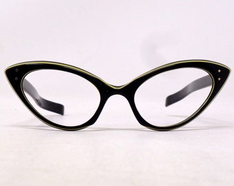 fantastische vintage bril brillen 1960 cat eye gesneden frame Frankrijk zeldzaam