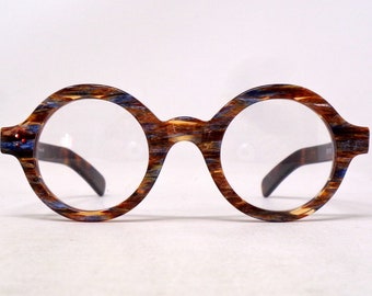 fabulous vintage glasses lunettes eyeglasses 1990 round carved hand made in france rare