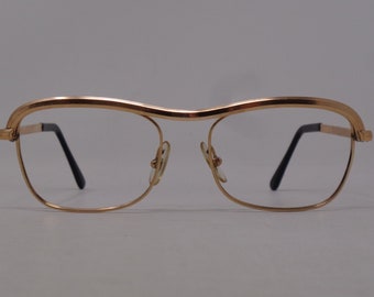 fabulous vintage glasses eyeglasses 1960 gold lined carved frame France rare
