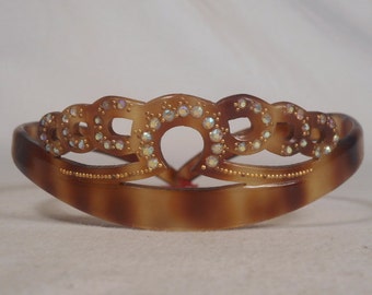fabulous hairs combs peigne 1960 diademe carved decorated frame france rare