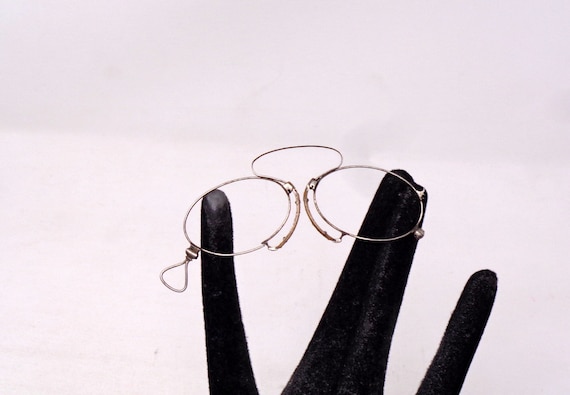 fabulous vintage lunettes nose pliers , pince nez  eyeglasses 1920 antique round carved frame france rare
