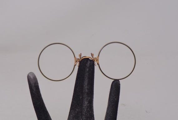fabulous vintage lunettes nose pliers , pince nez  eyeglasses 1920 antique round carved frame france rare