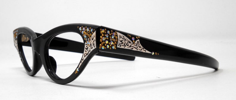 fabulous vintage lunettes eyeglasses 1960 cat eye carved decorated frame france rare