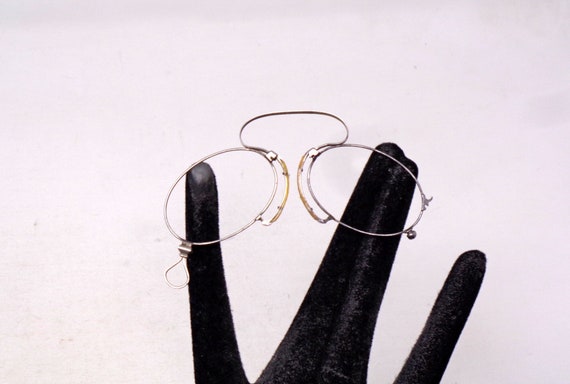 fabulous vintage lunettes nose pliers , pince nez  eyeglasses 1920 antique round carved frame france rare