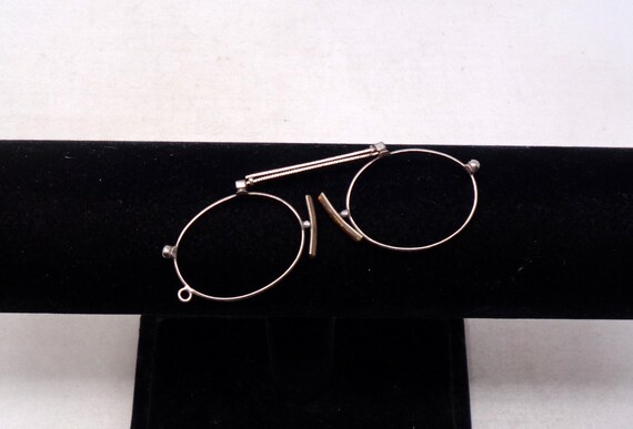 fabulous vintage lunettes nose pliers , pince nez  eyeglasses 1920 antique round carved frame france rare View 4