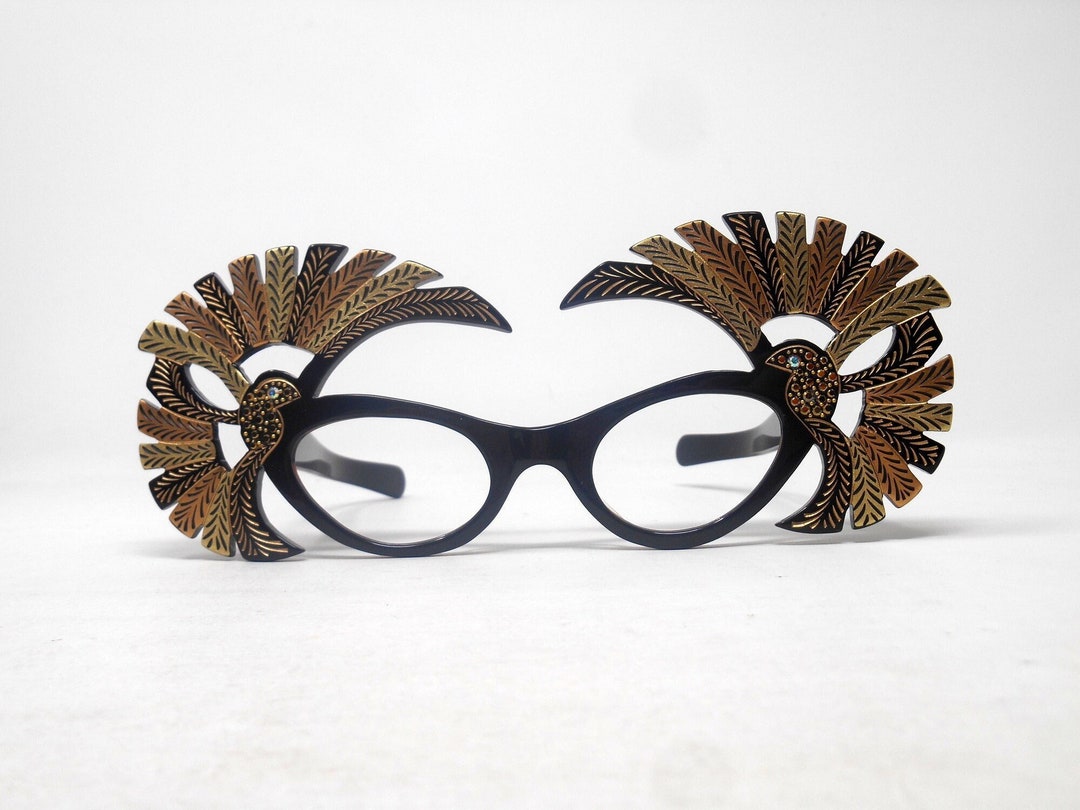 Fabulous Vintage Glasses Spectacles Eyeglasses 1980 Carved Decorated