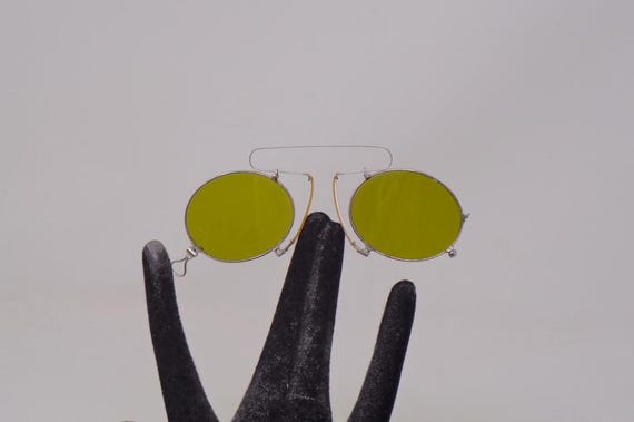 fabulous vintage lunettes nose pliers , pince nez  sunglasses 1920 antique round carved frame france rare