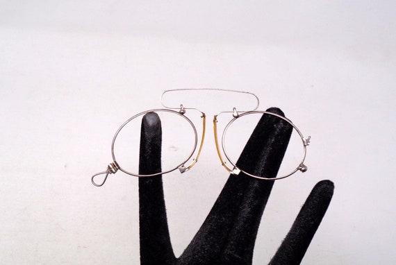 fabulous vintage lunettes nose pliers , pince nez  eyeglasses 1920 antique round carved frame france rare