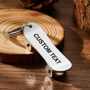 Personalized Skateboard Keychain - Custom Engraved Keyrings for Skateboard Lovers