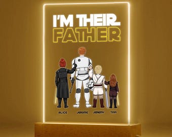 Custom I Am Their Father Night Light Personalized Acrylic Plaque Home Decoration Lamp Father&#39;s Day Gift