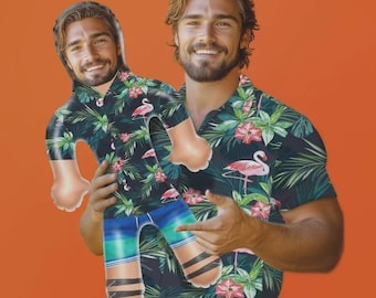 Personalized Blow Up Dolls Hawaiian Shirt Colorful Flamingo Funny Inflatable Man Printed Face for Party Favors
