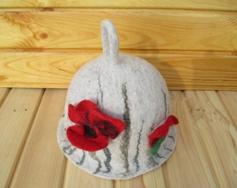 Poppy Felted Sauna Hat: Boho Wool Costume Hat